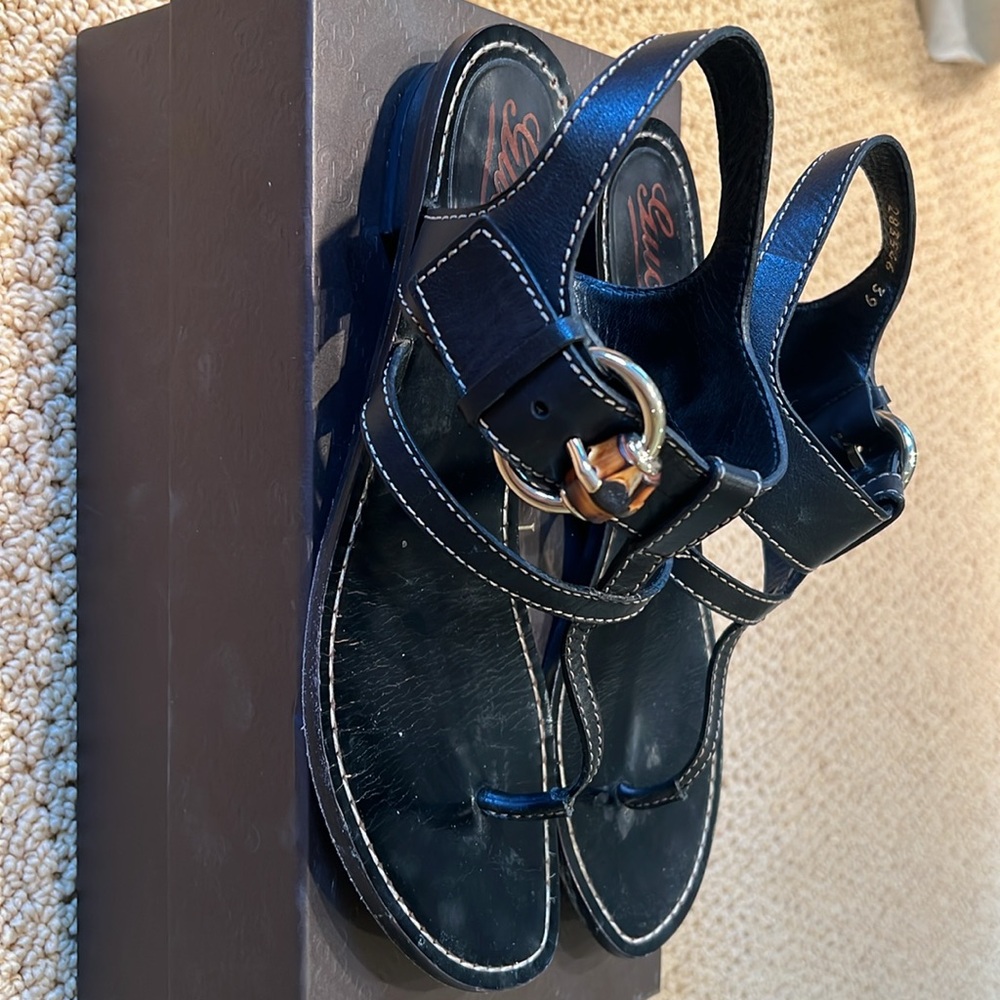 Gucci Women’s Black bambo thong sandal size 39/9 - Picture 3 of 12